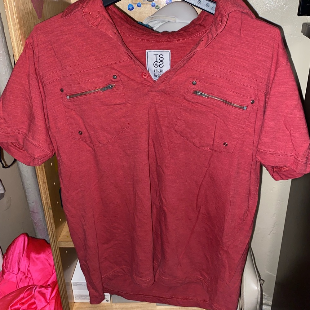 TS & CS Mens Red T shirt 2  Size S